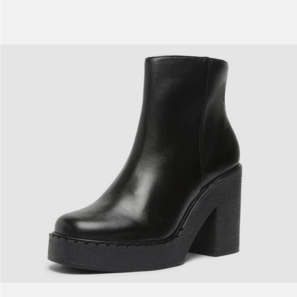 SCHUTZ Black Heeled Platform Chunky Leather Boots size 10